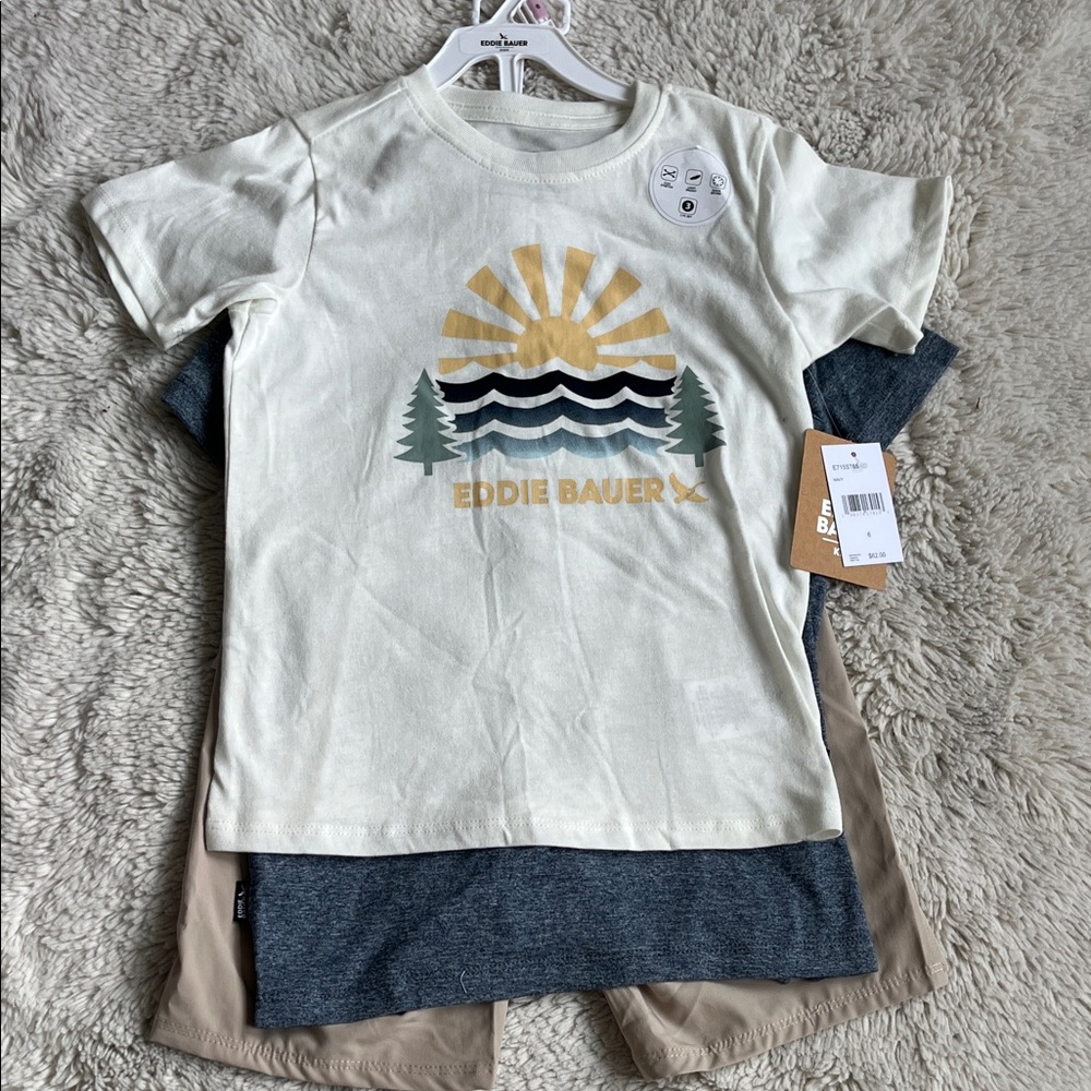 Eddie Bauer Kids 3-piece Cream/Tan/Blue Matching Set